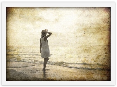Κορίτσι στην παραλία, vintage Vintage Πίνακες σε καμβά 40 x 60 cm (9061)