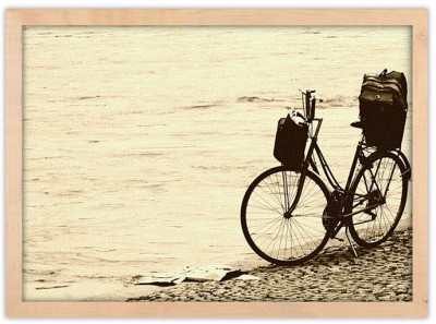 Εποχιακό ποδήλατο στην παραλία Vintage Πίνακες σε καμβά 40 x 60 cm (10050)