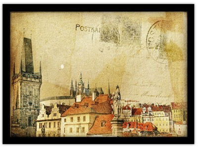 Ταχυδρομική κάρτα, Πράγα Vintage Πίνακες σε καμβά 38 x 65 cm (10060)