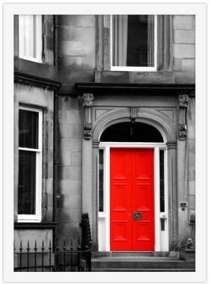 Κόκκινη πόρτα στο κτήριο, Vintage, Πίνακες σε καμβά, 20 x 30 εκ. (44770)