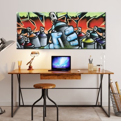 Graffiti πολύχρωμα spray, Street art, Πίνακες σε καμβά, 100 x 40 εκ.