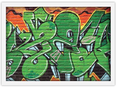 Graffiti πράσινο- πορτοκαλί χρώμα, Street art, Πίνακες σε καμβά, 30 x 20 εκ.