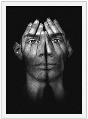 Χέρια που σχηματίζουν πρόσωπο Άνθρωποι Πίνακες σε καμβά 65 x 45 cm (12647)