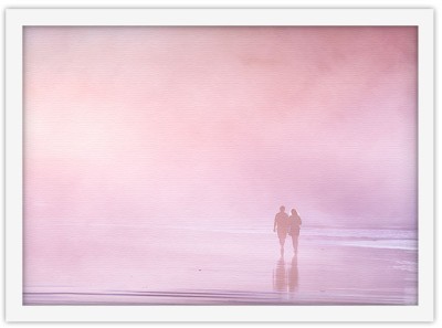 Ροζ φόντο με σκιά ζευγαριού, Άνθρωποι, Πίνακες σε καμβά, 30 x 20 εκ. (44774)