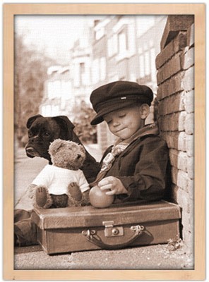 Μικρό αγόρι παρέα με το σκύλο του Άνθρωποι Πίνακες σε καμβά 60 x 40 cm (12651)