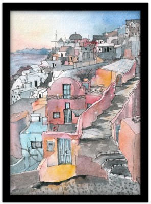 Houseart Ελαιογραφία, Σαντορίνη, Ελλάδα, Πίνακες σε καμβά, 15 x 20 εκ.