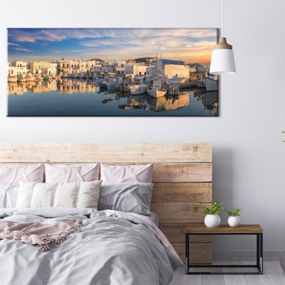 Houseart Λιμάνι της Νάουσας, Πάρος, Ελλάδα, Πίνακες σε καμβά, 100 x 40 εκ.