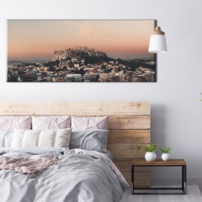 Ηλιοβασίλεμα με θέα την Ακρόπολη , Αθήνα Ελλάδα Πίνακες σε καμβά 43 x 130 cm (32069)