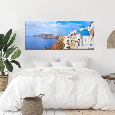 Πανοραμική θέα, Οία Ελλάδα Πίνακες σε καμβά 45 x 150 cm (32074)