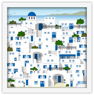 Houseart Παραδοσιακά νησιώτικα σπίτια, Ελλάδα, Πίνακες σε καμβά, 40 x 40 εκ.