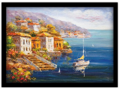 Ελαιογραφία, Θέα στο Λιμάνι Ελλάδα Πίνακες σε καμβά 52 x 62 cm (32087)