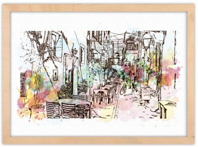 Σκίτσο απο σοκάκι στην Κρήτη με νερομπογιές, Ελλάδα, Πί