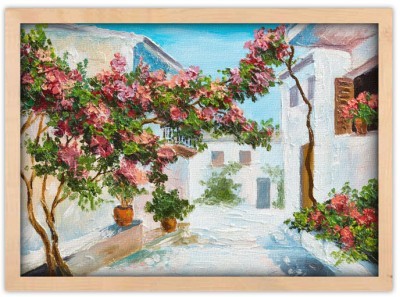 Καλοκαιρινό τοπίο από πολύχρωμα λουλούδια και δέντρα Ελλάδα Πίνακες σε καμβά 40 x 60 cm (32109)