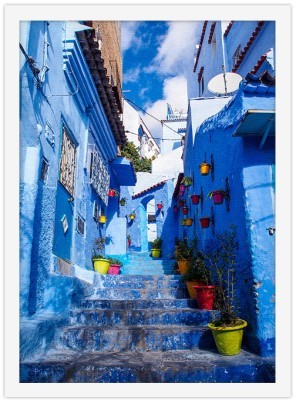 Μπλε χρώματα στα σκαλιά και στα κτήρια Ελλάδα Πίνακες σε καμβά 20 x 30 εκ. (44783)