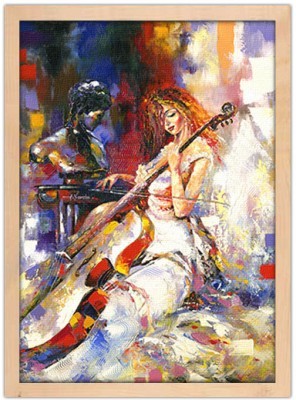 Το κορίτσι παίζει βιολοντσέλο Ζωγραφική Πίνακες σε καμβά 63 x 45 cm (10498)
