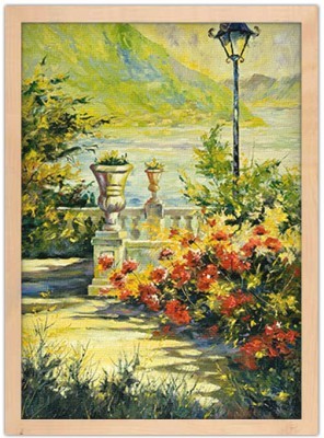Βεράντα με λουλούδια Ζωγραφική Πίνακες σε καμβά 63 x 45 cm (10514)