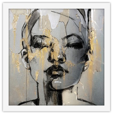 Πίνακες House Art - ΣΗΜΑΝΤΙΚΟ: Σε περίπτωση διαφοράς τιμής από το κατάστημα ισχύει παντα και μόνο η τιμή του καταστήματος Γκρι απόχρωση προσώπου με χρυσές πινελιές, Ζωγραφική, Π