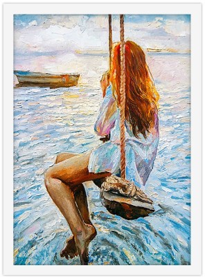 Κοπέλα σε κούνια πάνω από την θάλασσα Ζωγραφική Πίνακες σε καμβά 20 x 30 εκ. (44790)