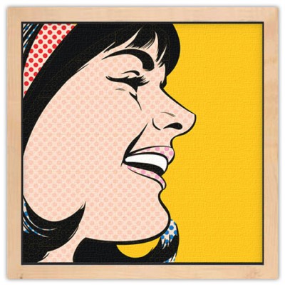 Pop art γυναίκα με κίτρινο φόντο Κόμικς Πίνακες σε καμβά 50 x 50 cm (10422)