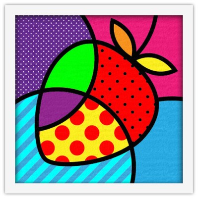 Pop art φράουλα, Κόμικς, Πίνακες σε καμβά, 40 x 40 εκ.