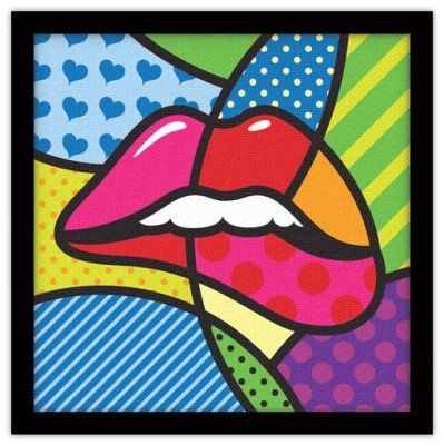 Lips, Κόμικς, Πίνακες σε καμβά, 40 x 40 εκ. (37832)