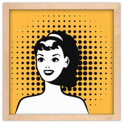 Γυναίκα pin up με κίτρινο φόντο Κόμικς Πίνακες σε καμβά 50 x 50 cm (12622)