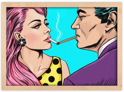 Ζευγάρι που καππνίζει pop art Κόμικς Πίνακες σε καμβά 42 x 59 cm (16161)
