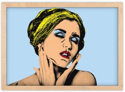 Ερωτική γυναίκα pop art με τα μάτια κλειστά, Κόμικς, Πίνακες σε καμβά, 20 x 15 εκ.