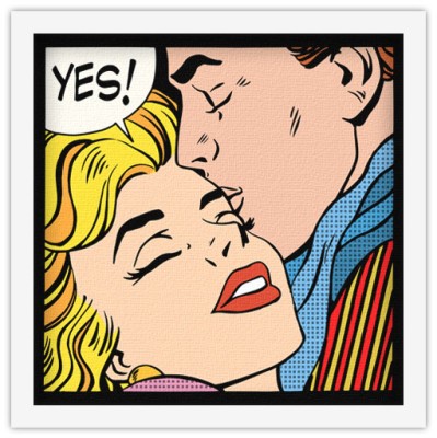 Ζευγάρι pin up, Κόμικς, Πίνακες σε καμβά, 40 x 40 εκ.