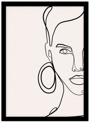 Κοπέλα με σκουλαρίκι, Line Art, Πίνακες σε καμβά, 15 x 20 εκ.