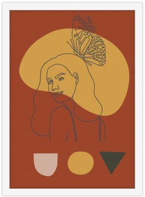 Κοπέλα με πεταλούδα στο κεφάλι Line Art Πίνακες σε καμβά 20 x 30 εκ. (43360)