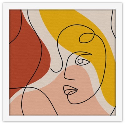Abstract πρόσωπο με χρώματα, Line Art, Πίνακες σε καμβά, 40 x 40 εκ. (43368)