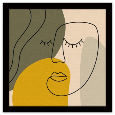 Πρόσωπο με πράσινους τόνους, Line Art, Πίνακες σε καμβά, 40 x 40 εκ.