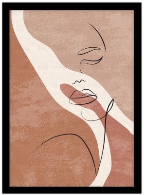 Κοπέλα με κλειστά μάτια, Line Art, Πίνακες σε καμβά, 15 x 20 εκ.