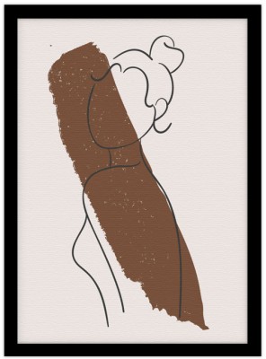 Κοπέλα με καφέ πινελιά, Line Art, Πίνακες σε καμβά, 15 x 20 εκ.