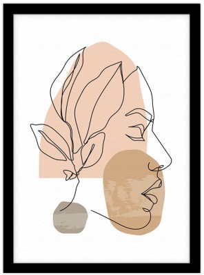 Πρόσωπο κοπέλας και φυτό Line Art Πίνακες σε καμβά 20 x 30 εκ. (43438)