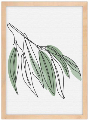 Κλαδί με πράσινα φύλλα Line Art Πίνακες σε καμβά 20 x 30 εκ. (43446)