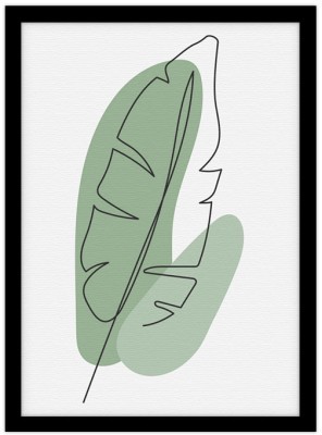 Περίγραμμα πράσινου φύλλου Line Art Πίνακες σε καμβά 20 x 30 εκ. (43447)