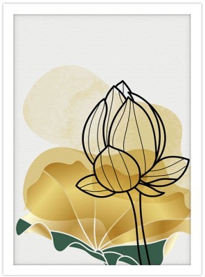 Λουλούδι με κίτρινο & πράσινο, Line Art, Πίνακες σε καμβά, 20 x 30 εκ. (43467)