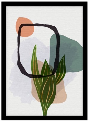 Χρωματιστά σχήματα και φυτό Line Art Πίνακες σε καμβά 20 x 30 εκ. (43476)