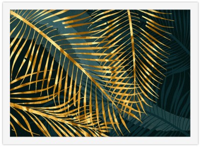 Χρυσά τροπικά φύλλα, Line Art, Πίνακες σε καμβά, 30 x 20 εκ. (43489)