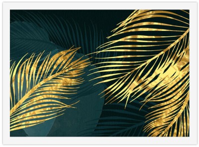 Gold leaves Line Art Πίνακες σε καμβά 30 x 20 εκ. (43491)
