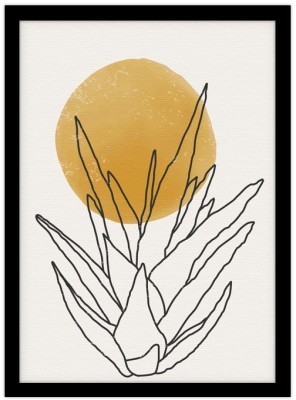 Φυτό στην ανατολή του ήλιου Line Art Πίνακες σε καμβά 20 x 30 εκ. (43502)
