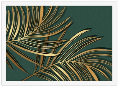 Φύλλα σε πράσινο φόντο, Line Art, Πίνακες σε καμβά, 30 x 20 εκ. (43507)