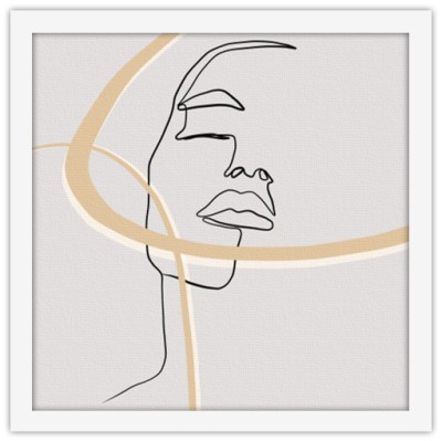 Girl with abstract face Line Art Πίνακες σε καμβά 40 x 40 εκ. (45617)