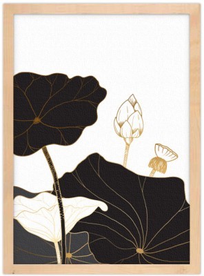 Μαύρα λουλούδια Line Art Πίνακες σε καμβά 20 x 30 εκ. (45619)