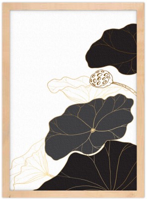 Τέχνη μαύρων λουλουδιών Line Art Πίνακες σε καμβά 20 x 30 εκ. (45621)