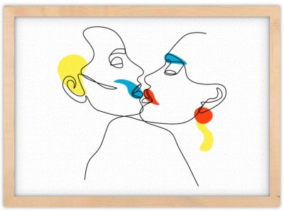 Φιλί ζευγαριού, Line Art, Πίνακες σε καμβά, 30 x 20 εκ. (45647)