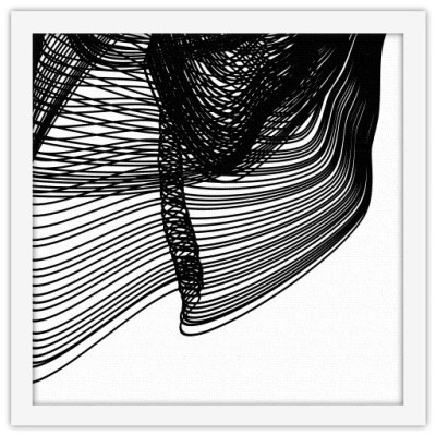 Μαύρη μουτζούρα με γραμμές, Line Art, Πίνακες σε καμβά, 40 x 40 εκ.