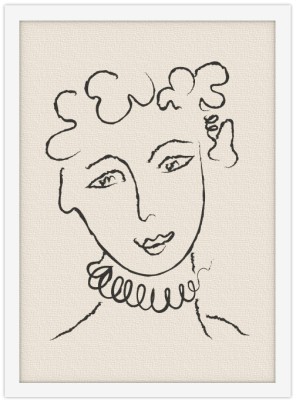 Κοπέλα με σγουρά μαλλιά Line Art Πίνακες σε καμβά 20 x 30 εκ. (45667)